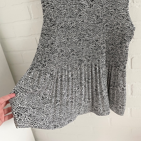 Anthro X Adrianna Papell Peplum Blouse Pleated Smocked Key hole Animal print M - Picture 14 of 14